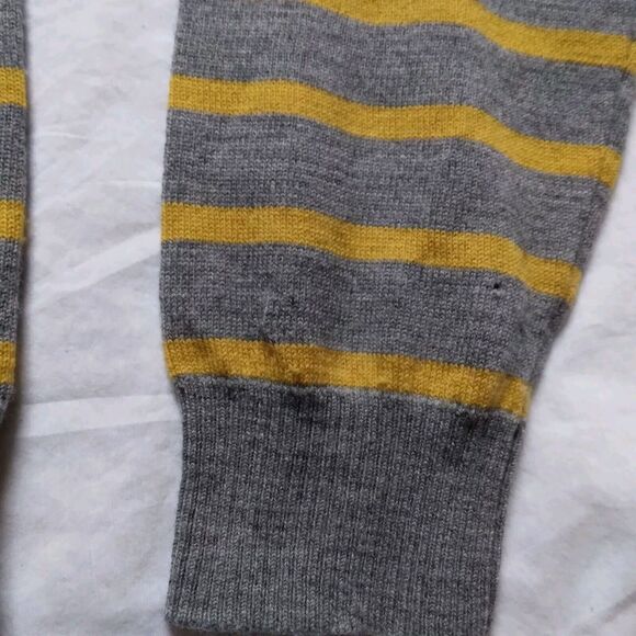 Brunella Gori Italian Merino Wool Yellow Gray Stripe Knit Sweater Y2K Grunge L - Picture 4 of 12